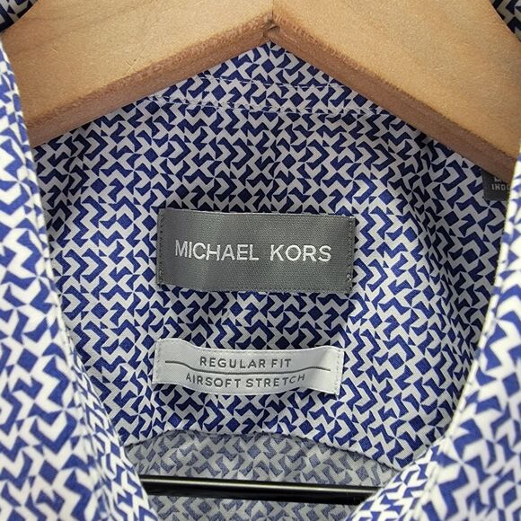 Michael Kors Airsoft Stretch Regular Fit Size 16 34-35 Button Down Shirt NWT - Picture 9 of 13